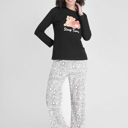 She N She Women Graphic Printed Round Neck Top & Pyjama Night suit-image-75