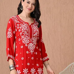 Syrish Women Ethnic Motifs Embroidered Chikankari Kurti-picture-52