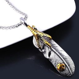 Lovemi Movements Unisex Stainless Steel Silver-Plated Feather Shaped Pendants with Chains-14