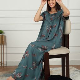 Sweet Dreams Floral Printed Pure Cotton Maxi Nightdress-picture-39