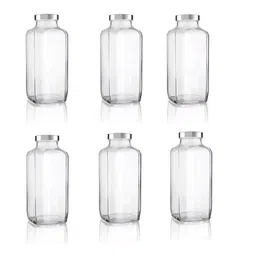CROCO JAR Transparent Set of 6 Glass Solid Water Bottle-46