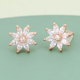 Kushal's Fashion Jewellery Rose Gold-Plated Classic Zircon Studded Studs-image-95