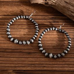 StyleCast x Revolte Silver-Plated Beaded Oxidised Circular Shaped Half Hoop Earrings-image-5