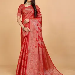 Indian Fashionista Ethnic Motifs Zari Organza Banarasi Saree-picture-25