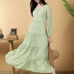 Bright Nex Puff Sleeve Fit & Flare Maxi Dress-image-45