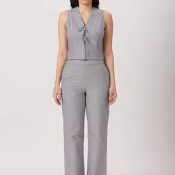 PEACH & PANDA Checked V-Neck Top With Trousers Co-Ords-picture-20