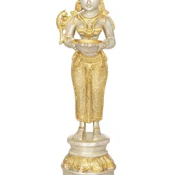 Exotic India Gold Toned & Grey Deepalakshmi Brass Idol Showpiece-image-58