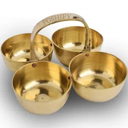 POSHIFY Choukada - 4-in-1 Brass Puja Bowl Set-18