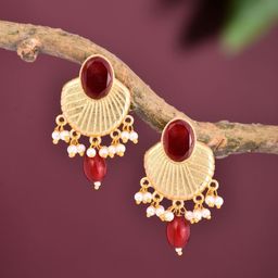 Anvik Artificial Stones Studded And Beaded Contemporary Drop Earrings-24