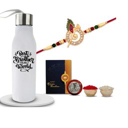 Best Brother Rakhi Combo with Bottle & Roli Chawal , coin and greeting card Set-image-84