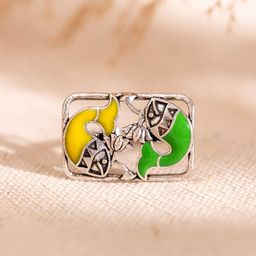 Voylla Madhubani Matsya Mandala Oxidised Enamel Ring-29