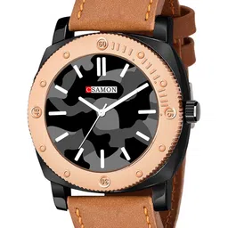 CSAMON Men Dial & Leather Straps Analogue Watch Csamon_14_Beige Black dial-49