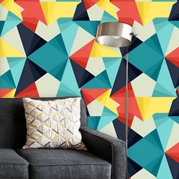 ArtzFolio Printed UV-Resistant Anti-Bacterial Abstract Colorful Triangle Peel & Stick Wallpaper-24