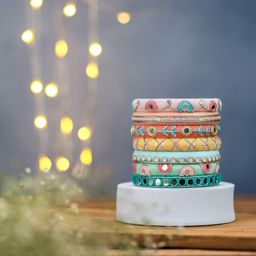 Taasha Craft Set Of 7 Threaded Bangles-image-84