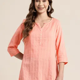 HERE&NOW Geometric Self Design Pure Cotton Kurti-image-41
