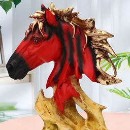 Aura Red & Gold-Toned Horse Figurine Showpiece-image-75