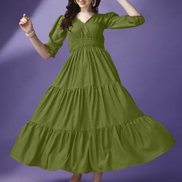 Femvy Tiered V-Neck Fit & Flare Maxi Dress-picture-15
