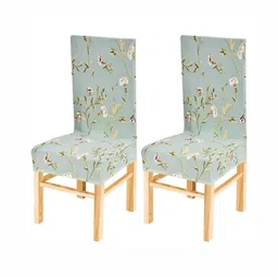 Yellow Weaves Set Of 2 Green Floral Printed Chair Covers-image-71