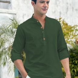 EdinWolf Men India Slim Fit Mandarin Collar Solid Cotton Casual Shirt-image-93