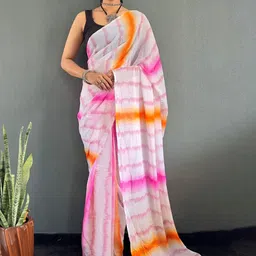 Panzora Embellished Poly Georgette Ready to Wear Ikat Saree-image-74