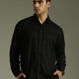 DENNISON Men Comfort Relaxed Fit Vertical Striped Spread Collar Casual Shirt-image-30