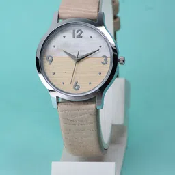 VIRAKTI Women Leather Bracelet Style Straps Round Reset Time Analogue Watch F-75-CREAM-A-image-59