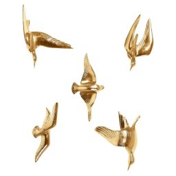 Amaya Decors Aluminium Gold Bird Wall Decor Set of 5-picture-2
