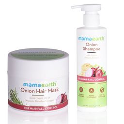 Mamaearth Unisex Set of Onion Hair Mask & Hair Fall Control Shampoo-30