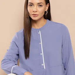 Chemistry Mandarin Collar Shirt Style Formal Top-picture-18
