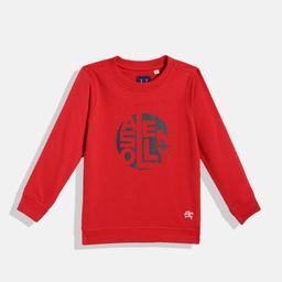 Allen Solly Junior Boys Red & Navy Pure Cotton Brand Logo Print Sweatshirt-image-59