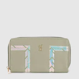 Baggit Women Mint Green Reflective Print Zip Around Wallet-image-24