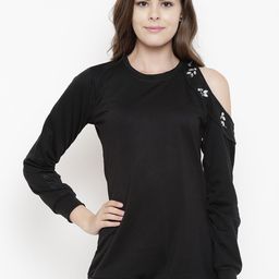 Belle Fille Women Black Cold-Shoulder Solid Top-image-20