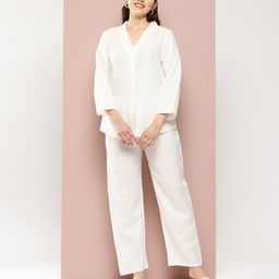 Qurvii Women Solid Top & Trousers Co-Ords Set-image-31
