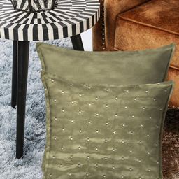 HOUZZCODE Green Set of 2 Embellished Square Cushion Covers image 1