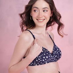 DressBerry Star Printed Medium Coverage Lightly Padded T-shirt Bra-18