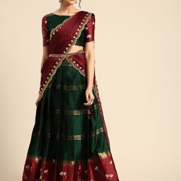 Fabcartz Embroidered Thread Work Semi-Stitched Lehenga & Unstitched Blouse With Dupatta-picture-35