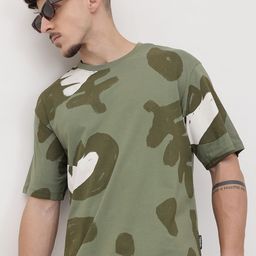 The Roadster Life Co. Abstract Printed Drop-Shoulder Sleeves Pure Cotton T-shirt-picture-57