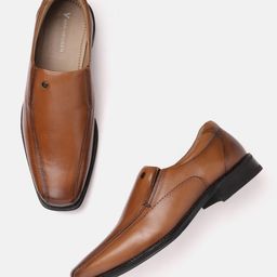 Van Heusen Men Tan Leather Formal Slip-Ons-image-8