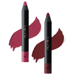 ME-ON Set of 2 Photoface Long Lasting Matte Finish Lip Crayon - Shade 18 & 24-25