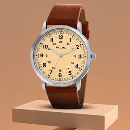 FCUK Men Printed Dial & Leather Straps Analogue Watch FK00018A-53