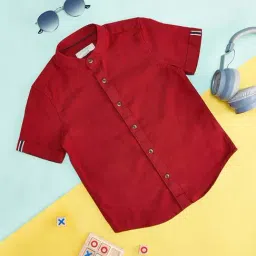 Pantaloons Junior Boys Maroon Cotton Regular Fit Shirt-picture-18