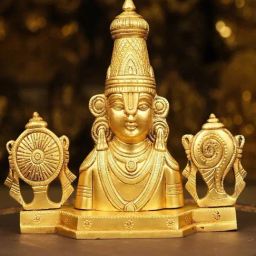 Ekaa Handicrafts Gold Brass Tirupati Balaji Bust Statue-13
