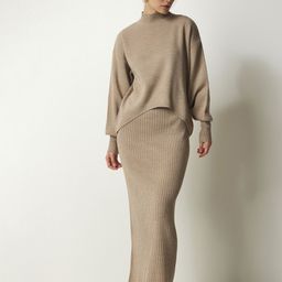 Happiness istanbul Ribbed High Neck Top & Skirt Co-Ords-10