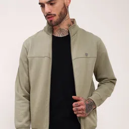 SHOWOFF Men Mock Collar Front-Open Sweatshirt image 2