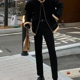 HERE&NOW Men Spread Collar Solid Casual Parka Jacket-image-97