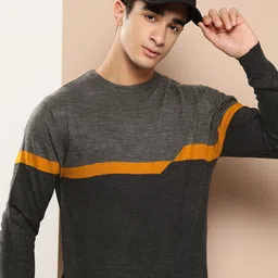 INVICTUS Pure Acrylic Colourblocked Pullover-image-79