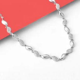 GIVA Love All Around 92.5 Sterling Silver Studded Wavelet Necklace for Women-image-31