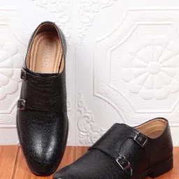 Fausto Men's Black Monk Shoes-picture-23