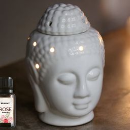 Brahmz White Ceramic Aroma Diffuser with 2 Tealights & Rose Oil-19