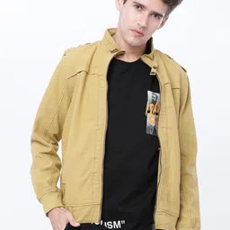 HIGHLANDER Men Khaki Solid Bomber-picture-22